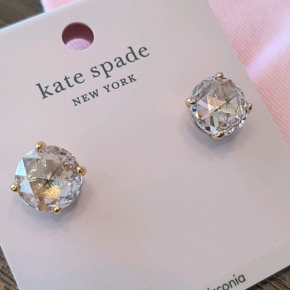 kate spade Jewelry New Kate Spade Round Cz Stud Earrings Cleargold